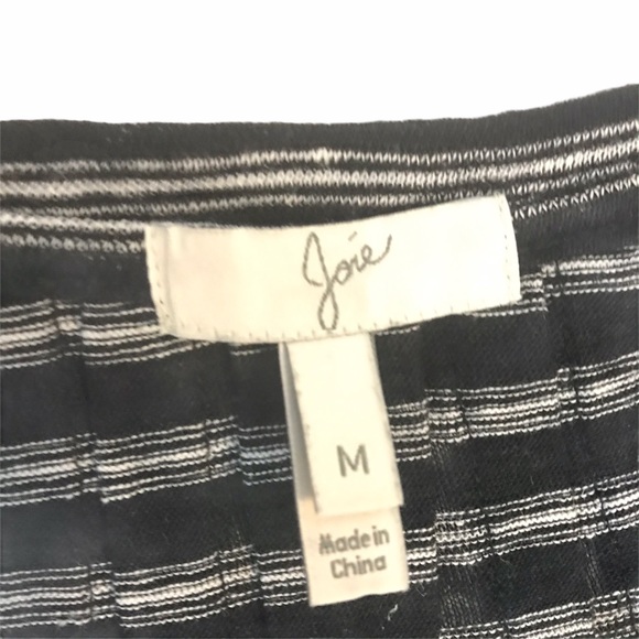 Joie Ashlee Black And White Striped Linen Top M - Picture 8 of 8
